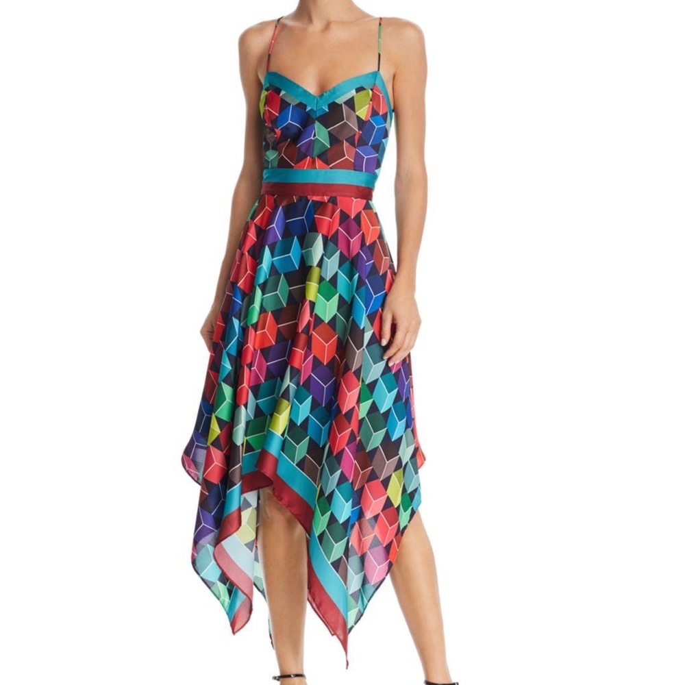 Milly Sweetheart Cube Print Handkerchief Dress